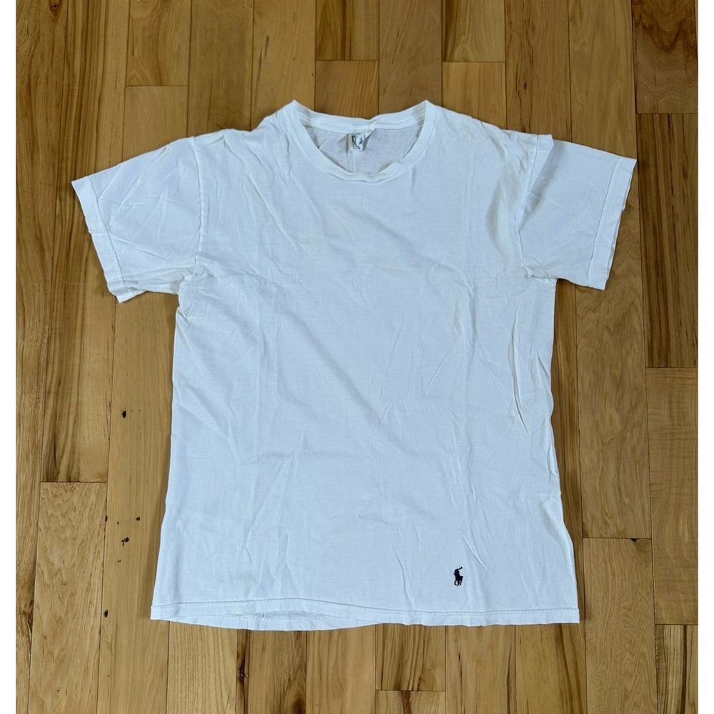 Vintage Polo Ralph Lauren White T Shirt Men's Medium 100% Cotton Thin Logo Tee